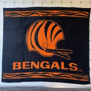 Vintage Cincinnati Bengals Throw Blanket Biederlack 47x56 Football NFL USA Made